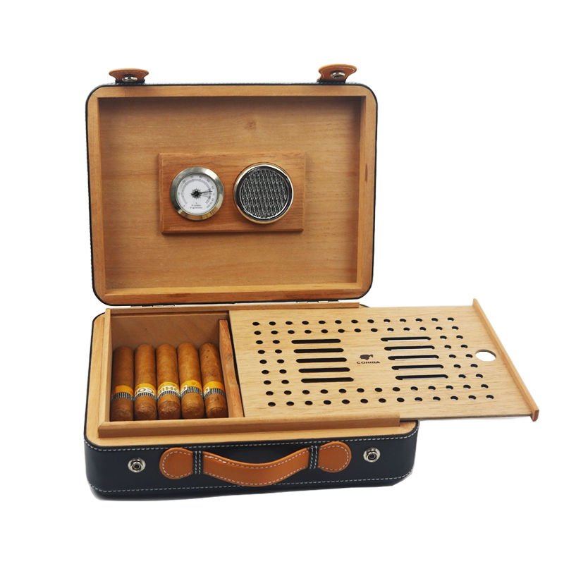 Portable Leather Cigar Humidor