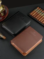Leather Travel Cigar Case Set