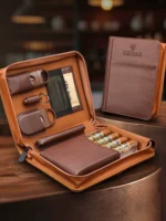 Leather Travel Cigar Case Set