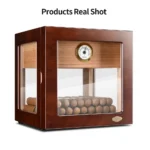 Wooden Cigar Display Box With Cigar Hygrometer And Humidifier