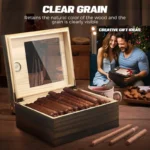 Premium Wooden Cigar Humidor With Glass Top