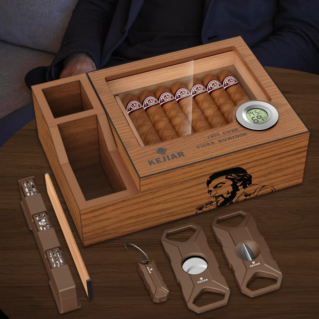 Luxury Cigar Humidor mit Luftbefeuchter und digitalem Hygrometer