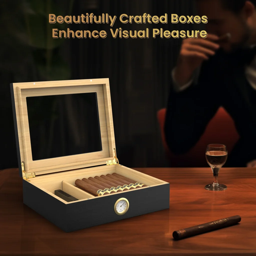 Handmade Wooden Cigar Humidor Desktop