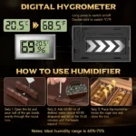 Cedar Wood Desktop Cigar Case with Digital Hygrometer,Humidifier