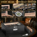 Small Cedar Cigar Case With Digital Hygrometer Humidifier - Image 2
