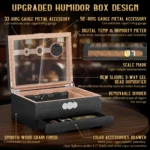 Small Cedar Cigar Case With Digital Hygrometer Humidifier - Image 6