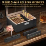Small Cedar Cigar Case With Digital Hygrometer Humidifier - Image 3